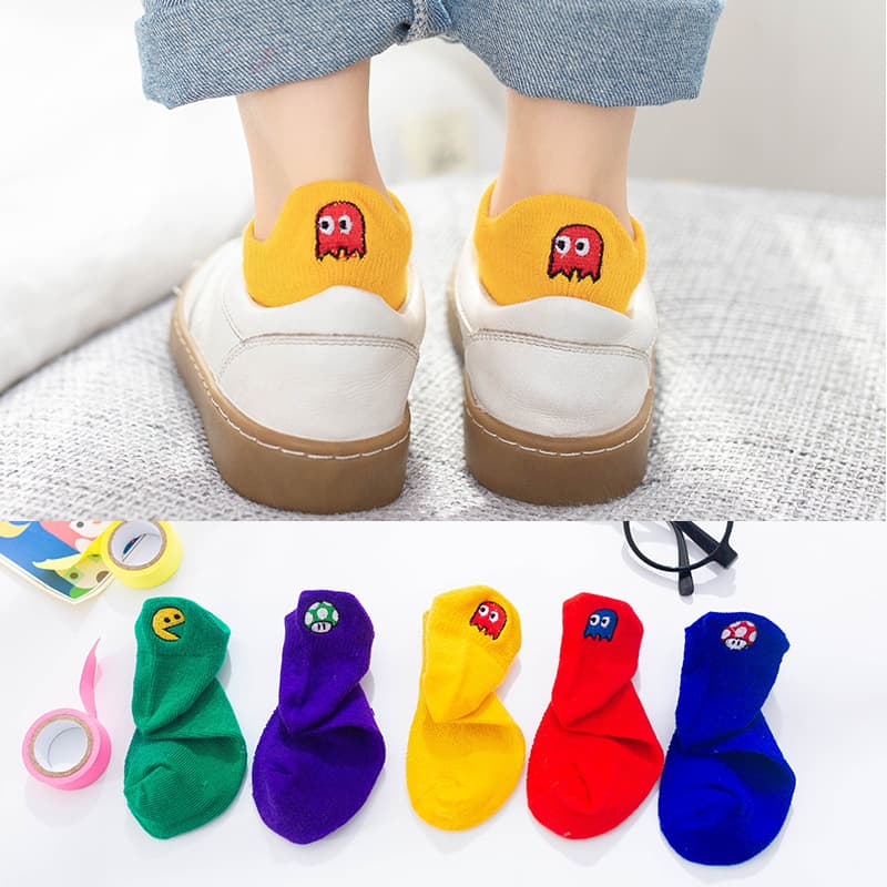 Spring and Summer New Ins Style Cartoon Embroidered Heel Boat Socks Cotton Children's Socks Cute Baby Breathable Socks Thin Short Socks