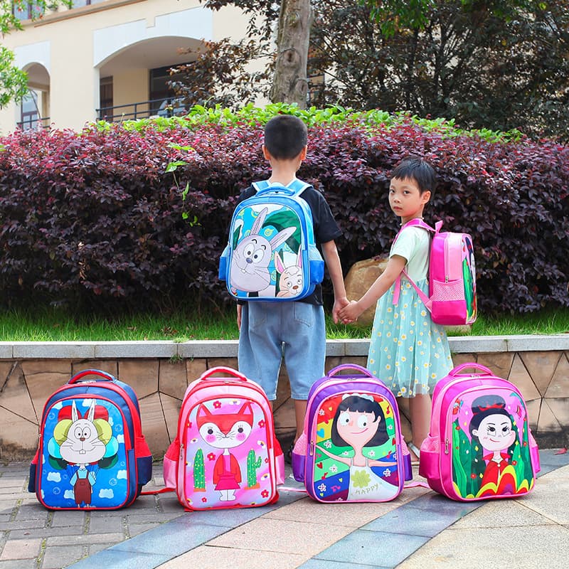 Children's Cartoon Backpack Primary School Students Unisex Nylon Bookbag Breathable Waterproof Wear-resistant Cute School Bag