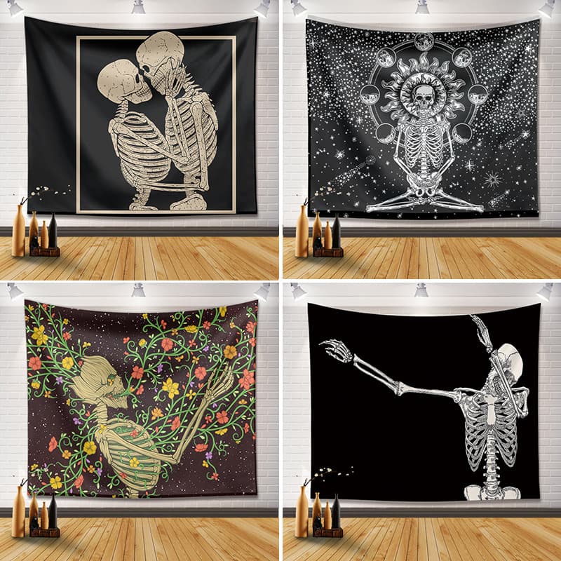 Amazon Nordic ins style skull hanging cloth making bohemian tapestry making bedroom dormitory tapestry wall hanging