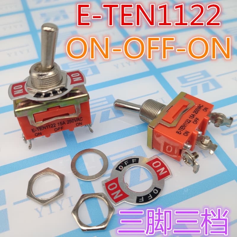Toggle Switch E-TEN-1122 Toggle Switch 3-Pin 3-Position Rocker Arm Switch ON-OFF-ON