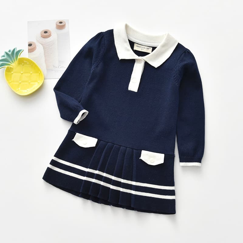 Girls Sweater Dress Cute Sweater Princess Dress Knitted Long Sleeve Children's Skirt Winter Clothes Kids Clothes European American Style