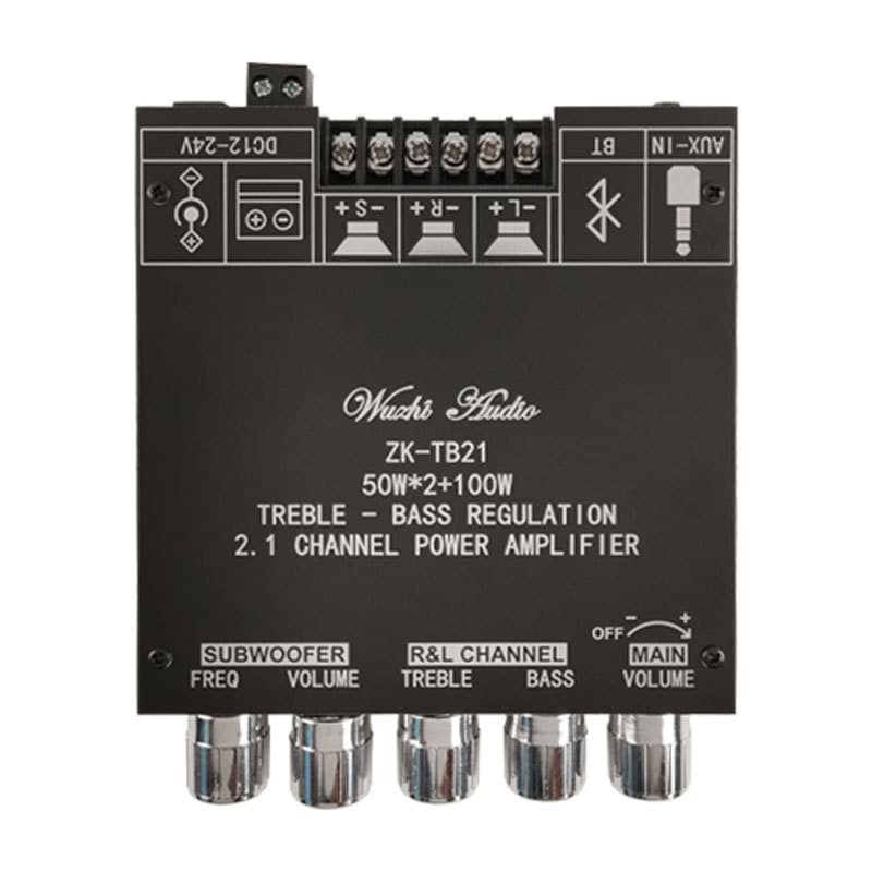 2.1 Channel Bluetooth Digital Amplifier Board Module, High and Low Tone Subwoofer, High Power, WuzhiAudio