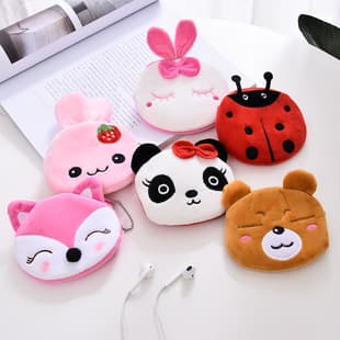 Plush Cute Coin Purse, Korean Style Cartoon Fabric Women's Key Pouch, Coin Wallet, Small Wallet Wholesale Gift