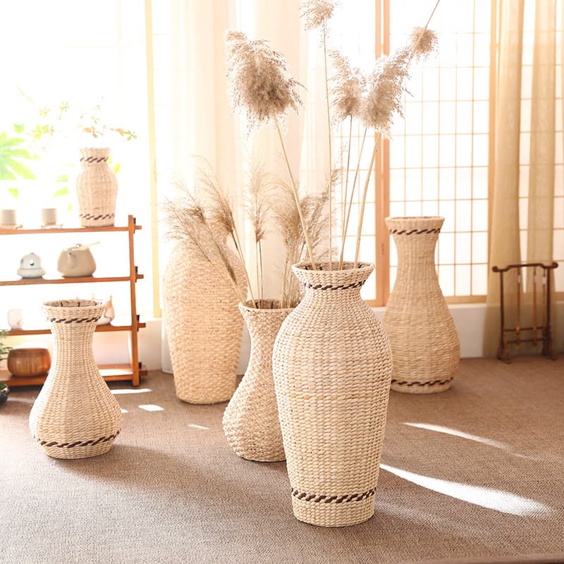 Preserved flower vase, rattan flower basket, dried flower textile vase, film and television props flower arrangement vase factory