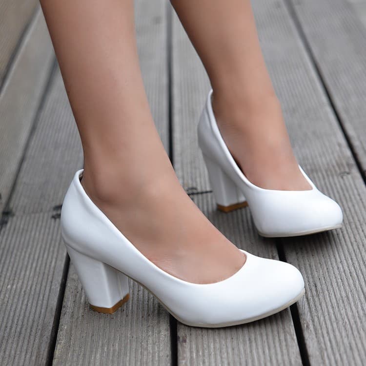 Spring and Autumn high heel chunky heel single-layer shoes women's small size 31/32/33 plus size 40-43/44/45/46/47 foreign trade