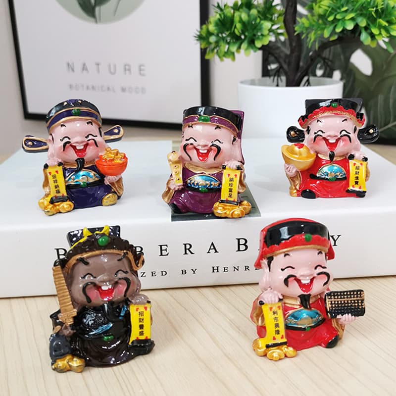 Five-way God of Wealth Lucky Decoration Creative Office Living Room TV Cabinet Porch Decoration Cake Baking Decoration
