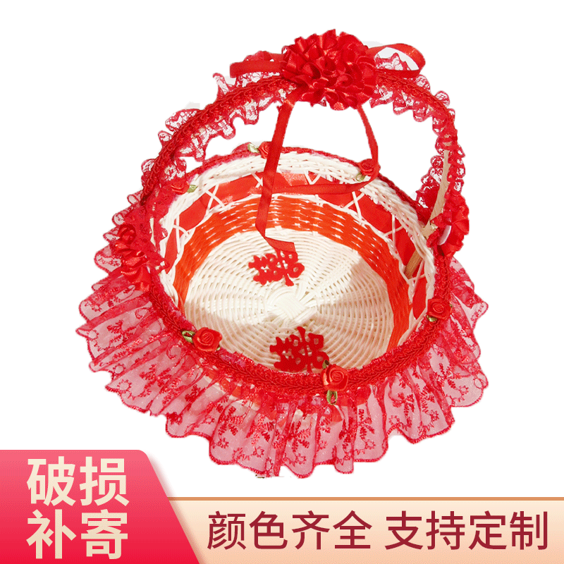 Handheld Bamboo Woven Flower Girl Basket Wedding Celebration Bride Gift Basket Suitable for Various Occasions Personal Gift