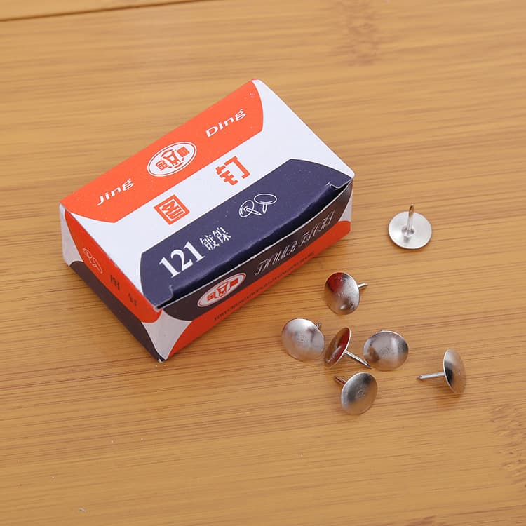 Household Jinding Brand 121 Nickel-Plated Thumbtacks, Study and Office Flat Head Nickel-Plated Push Pins