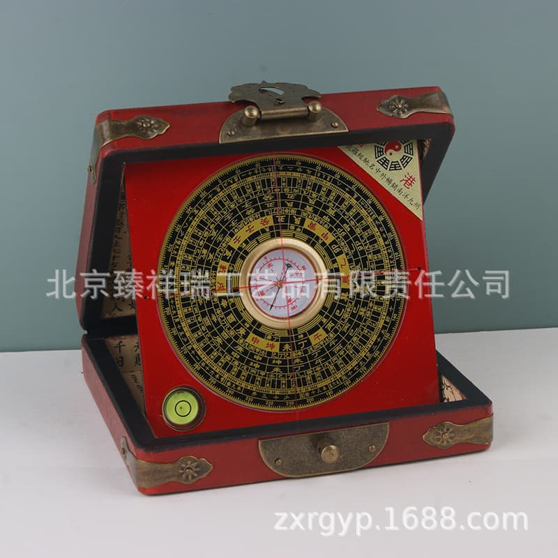 Antique-style compass with leather case, 3-inch three-in-one compass, tourist feng shui product, cross-border feng shui compass.