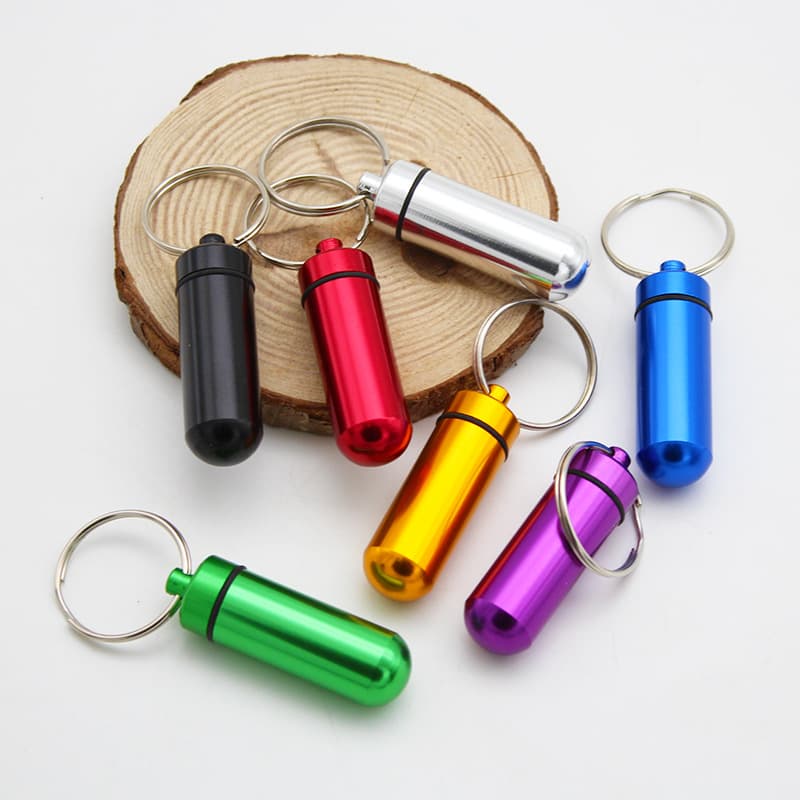 Portable Aluminum Alloy Mini Pill Bottle Keychain Sealed Container Waterproof Metal Pill Case