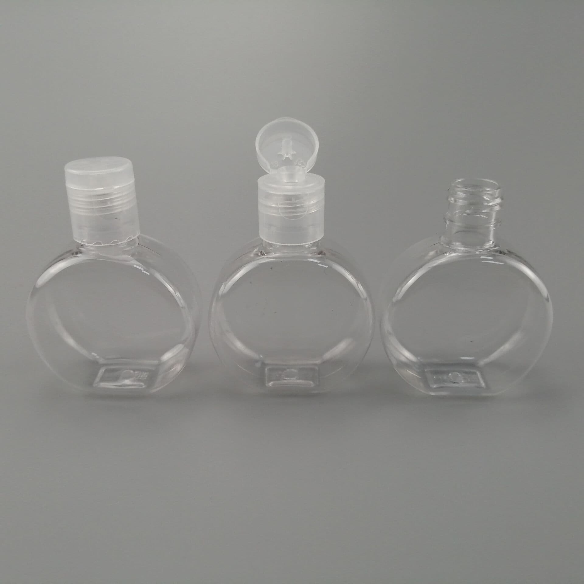 PET 30ML No-Rinse Hand Sanitizer Bottle, Round Flat Shape, Plastic Flip Cap Bottle, Portable Hand Sanitizer Bottle