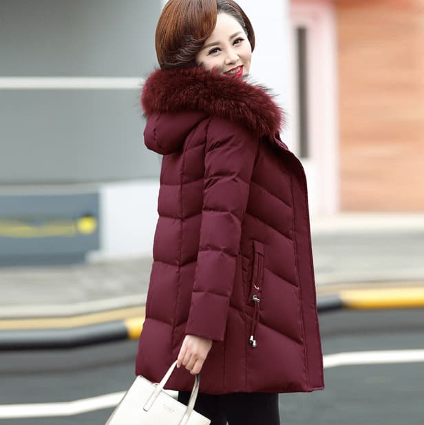 Middle-Aged Women's Slim Fit Down Cotton Coat Mid-Length Cotton Padded Jacket New Outerwear