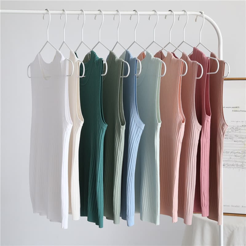 Summer Ice Silk Bead Round Neck Pit Vest Thin Sleeveless Pullover Top Slim-fit Slimming All-match Commuter Clothes for Women
