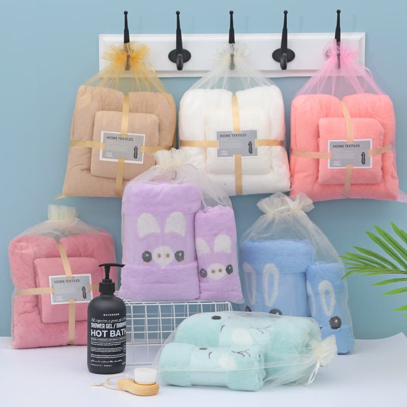 Coral Fleece Towel and Bathrobe Set, Household Daily Use, Mother-Child Towel Set, Adult Soft Absorbent Beach Towel Wholesale