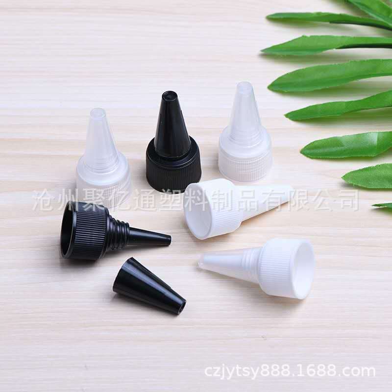 In stock: 18, 20, 24, 28, 32 thread pointed tip caps, perm lotion covers, plastic dispensing lids.