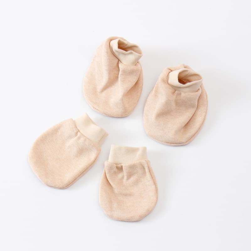 Baby Hand Protectors Foot Protectors Anti-Scratch Face Gloves Anti-Abrasion Foot Covers 0-3 Months Cross-border Supply Breathable