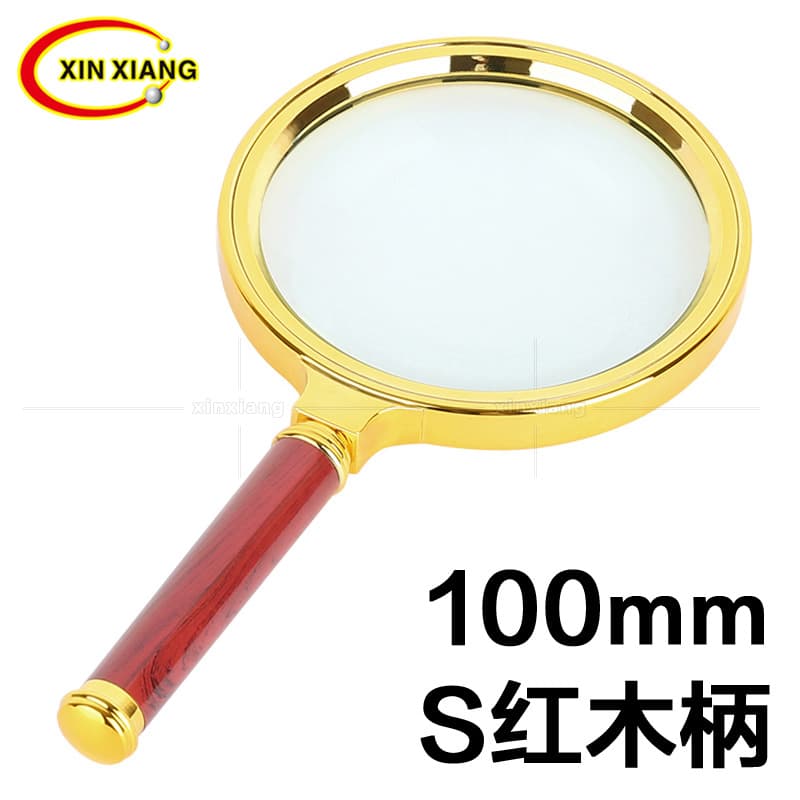 Factory Hot-Selling Bestseller Gold-Plated Frame Imitation Rosewood Handle Magnifier Handheld Magnifying Glass for Reading and Newspaper Viewing for Elderly and Children