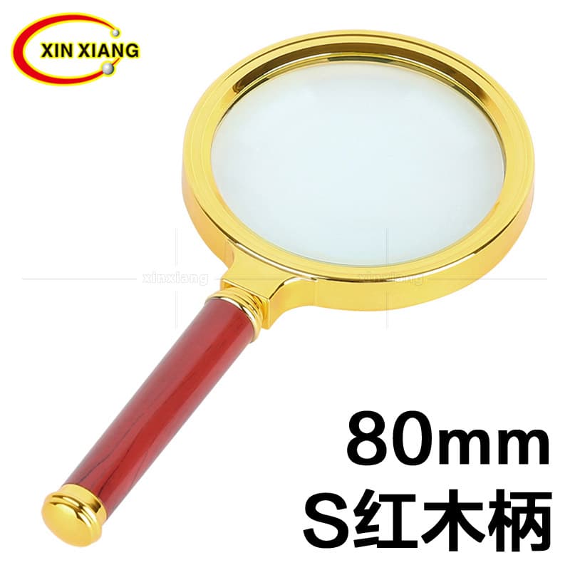 10x High-End Exquisite Imitation Rosewood Handle Gold-Plated Handheld Gift Magnifier for Elderly Reading