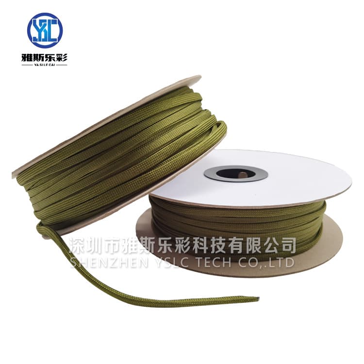 Factory direct: military green nylon sleeve, black fire-resistant flame-retardant braided wire protector, nylon filament sleeve