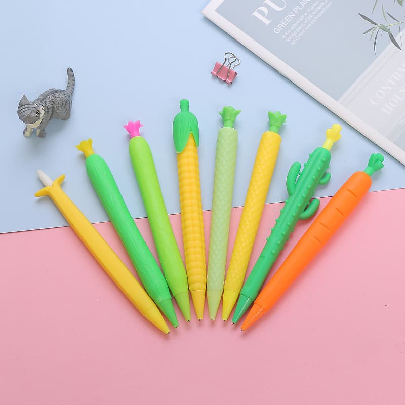Factory wholesale creative cartoon shaped simulation automatic pencil 0.5mm 0.7mm soft rubber mechanical pencil push button pen