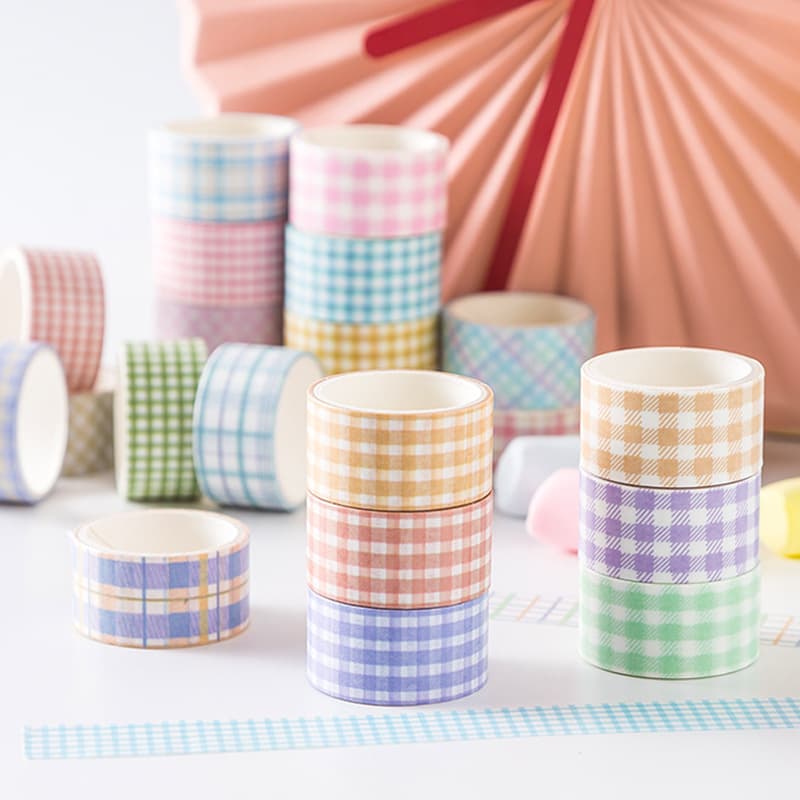 AGUGU Japanese Plaid Ins-style Journal Tape Grid Pattern DIY Scrapbooking Material Sticker Set Washi Tape Wholesale