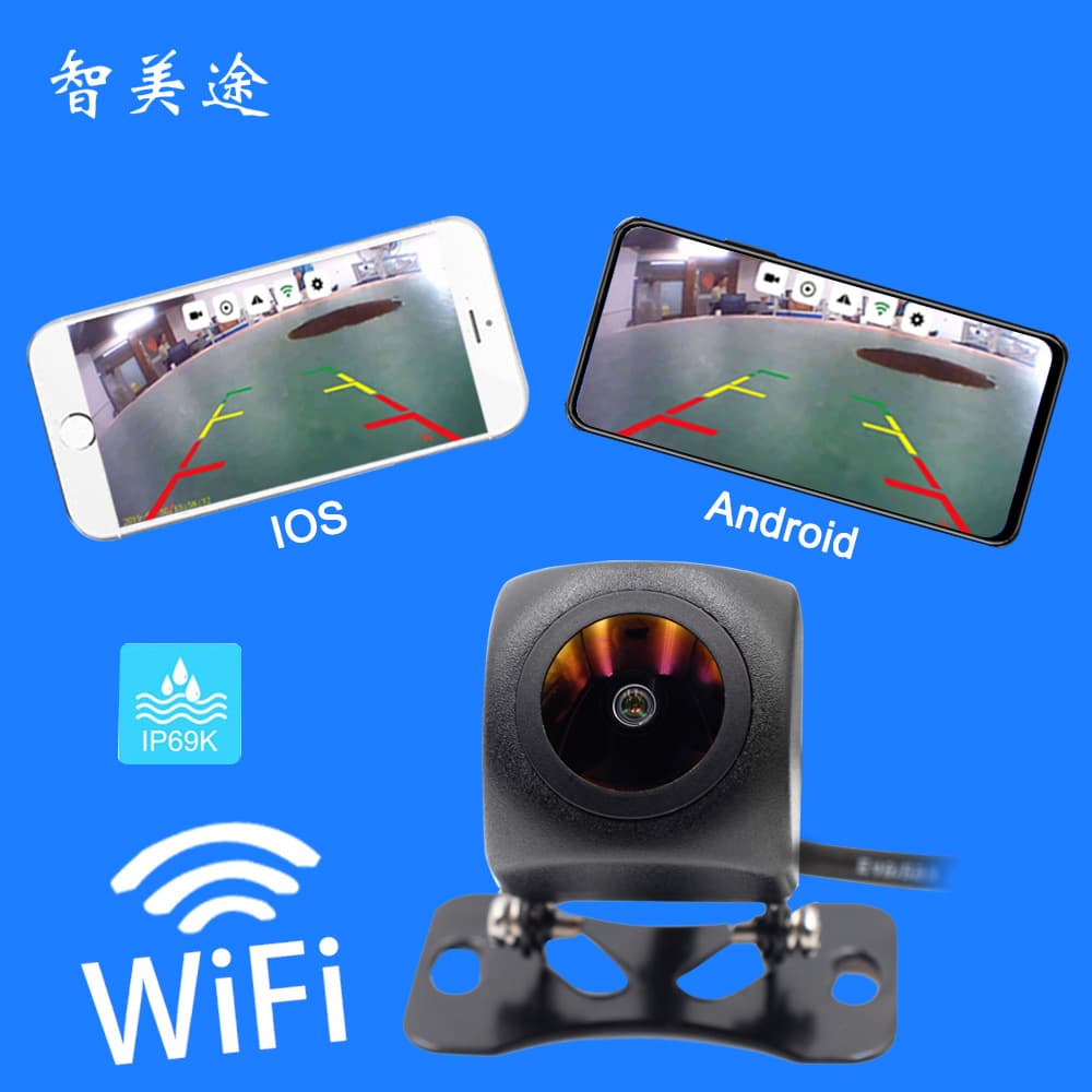 Cross-view WiFi Wireless Backup Camera Starlight Night Vision Front/Rear Switchable Wireless Camera Car Rearview