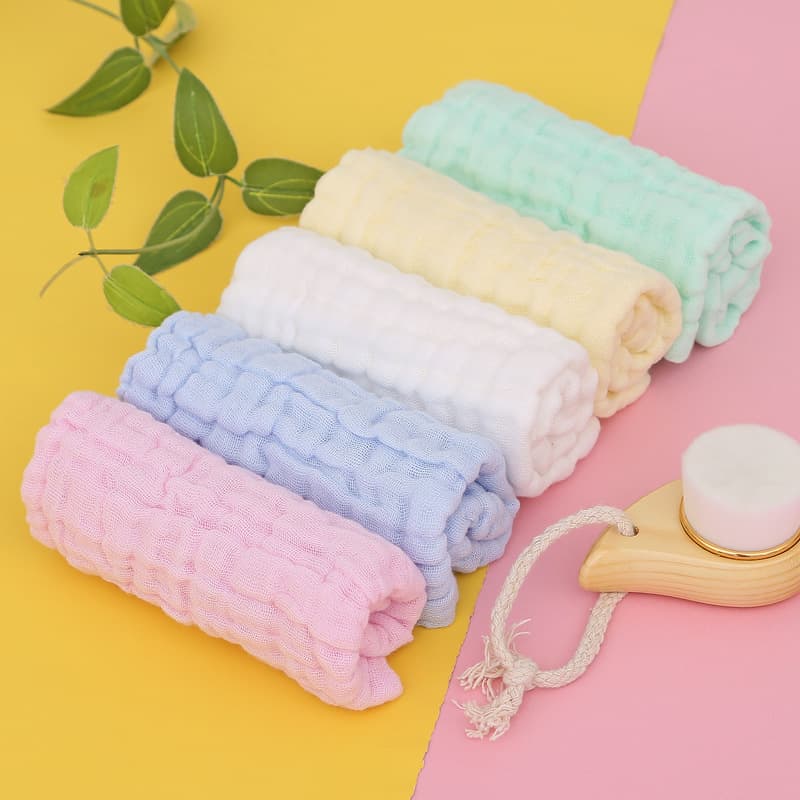 Six-Layer Gauze Cotton Plain Square Towel, Newborn Drool Bib, Infant Handkerchief Face Towel, Children's Face Towel Hand Wipe