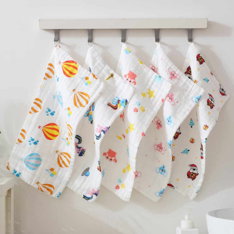 Six-Layer 25*50cm Gauze Children's Towel, Cotton Gauze Baby Small Towel, Newborn Children Baby Face Towel, Stall Supply