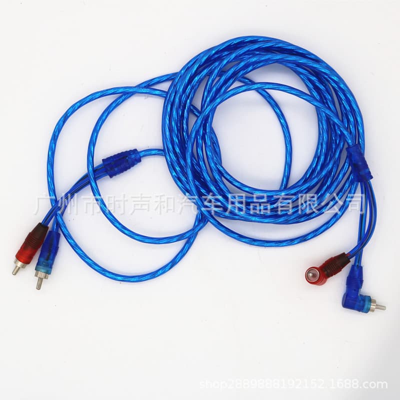 Special Price Transparent Blue 5m Car Audio Cable RCA Car Audio Cable Sound System Modification Audio Cable