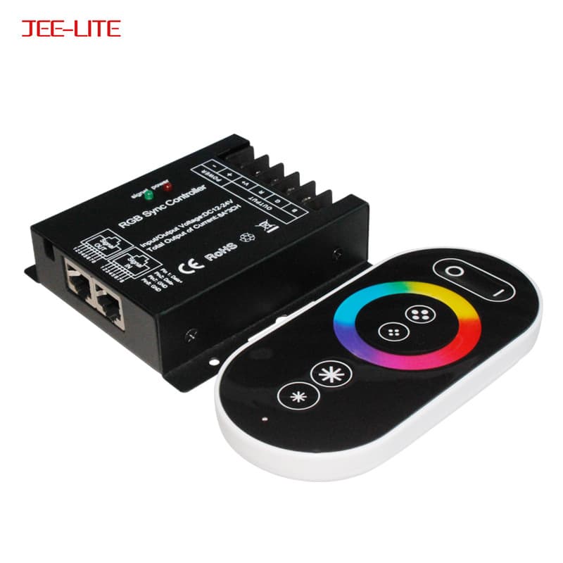 Full Touch RGB Controller Synchronized Function LED Controller RGB Light Strip Dimmer Wireless Remote Control 0-100% Adjustment Range