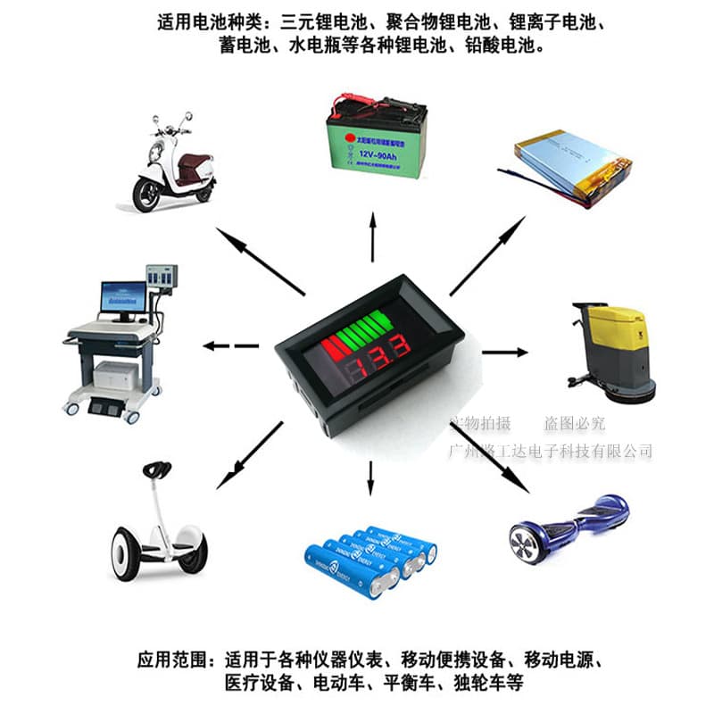 Voltage Battery Meter Lead-Acid Battery Level Indicator Ternary Lithium/Lithium Iron Phosphate Battery Indicator