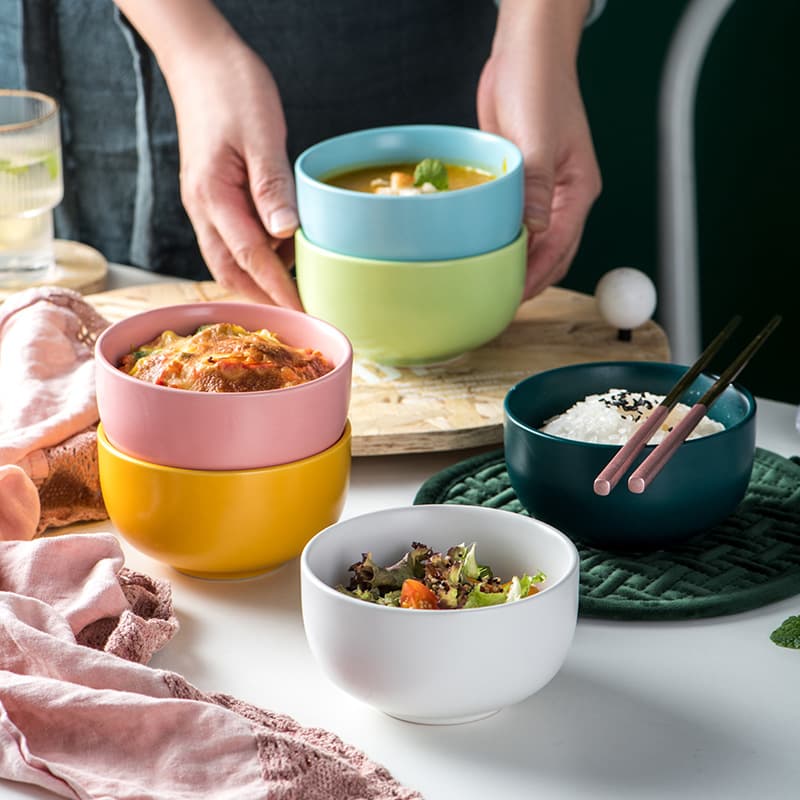 Nordic Ceramic Bowl High-End Home Use Creative Personalized Dinnerware Small Bowl Fruit Bowl Soup Bowl Rice Bowl Wholesale
