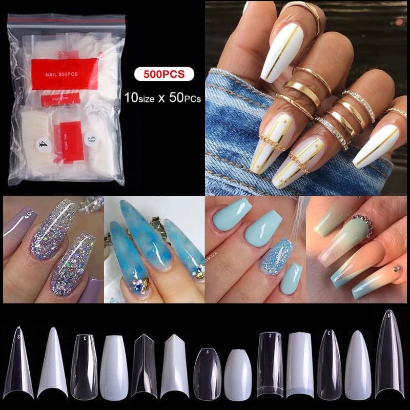Factory wholesale nail art French tip pointed ballet transparent false toenails nail tips wholesale