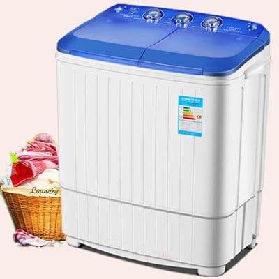 Mini Double-Tub Semi-Automatic Washing Machine Compact Home Use Water Drainage Clothes Drying Machine Energy Efficient for Small Family