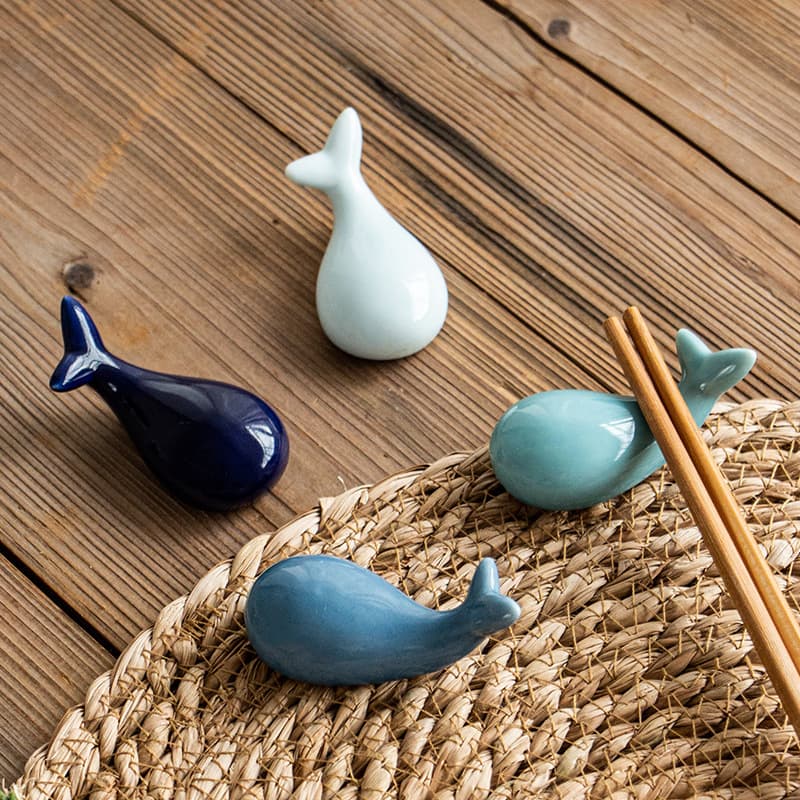 Japanese Cute Little Whale Chopstick Rest Creative Ceramic Whale Chopstick Holder Hotel Table Decoration
