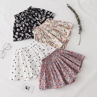 Girls Shorts Cute Summer Fashion Thin Cotton Wide Leg Pants Baby Small Floral Daisy Skirt Pants Half Skirt Kids Clothing