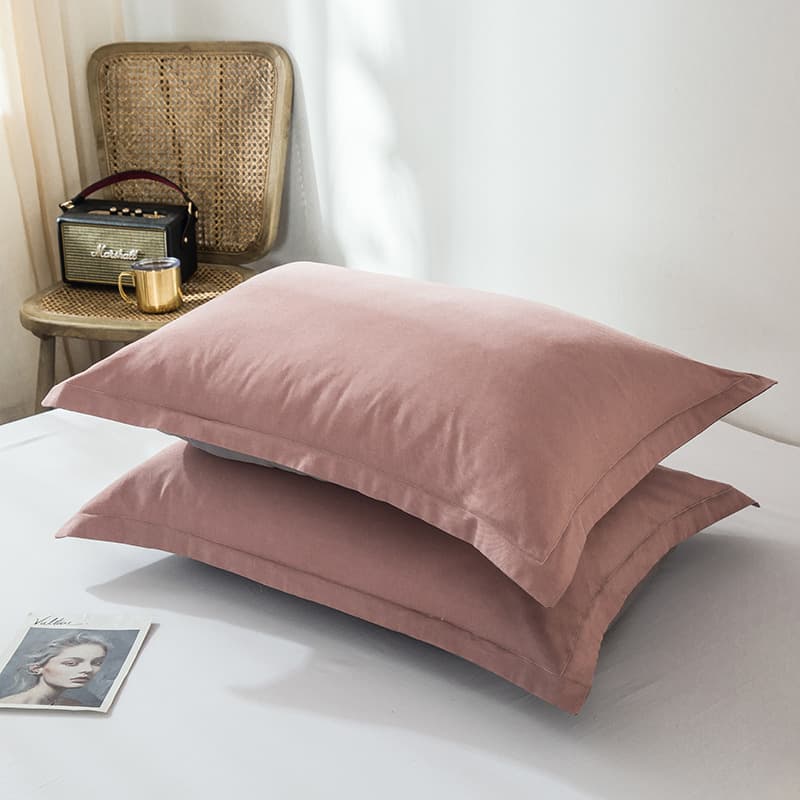 Factory direct sales of pure cotton solid color pillowcases, simple European style, solid color double-tone, student-grade all-cotton pillowcases, combed cotton, colorfast.