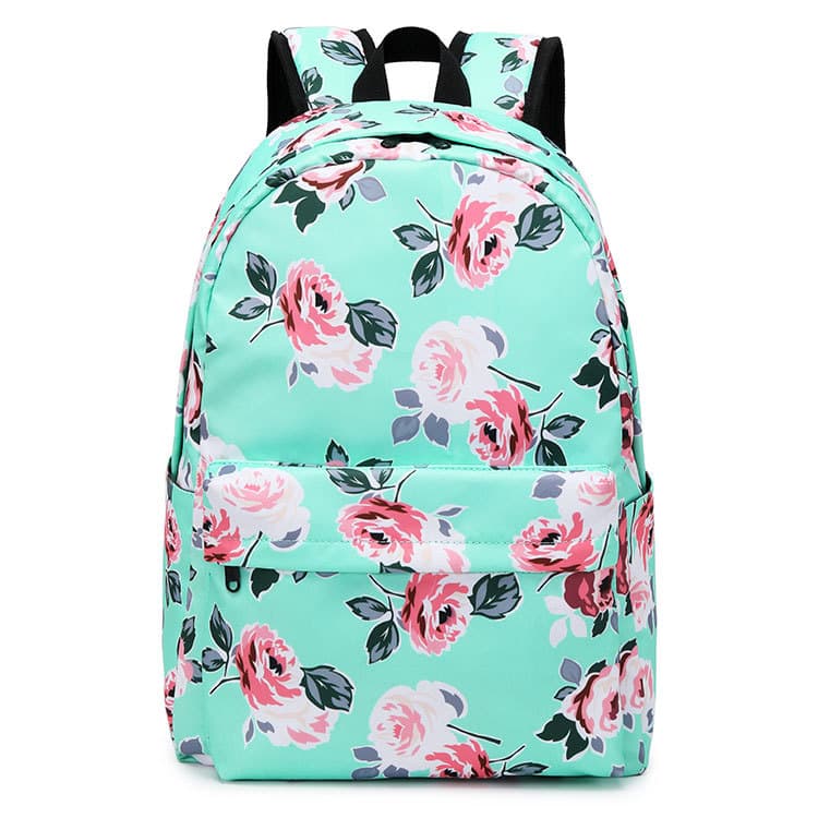 Women's Backpack, Ethnic Floral Print, Waterproof Nylon, Large Capacity Travel Bag, Student School Bag