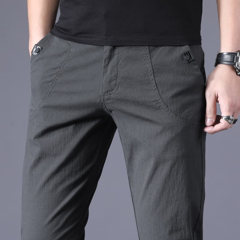 Men's Casual Pants Ultra-Thin Breathable Elastic Summer Slim Long Pants Ice Silk Material For Spring And Summer