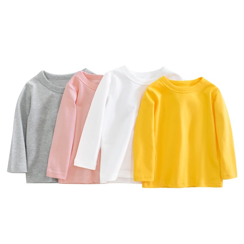 27kids brand children's clothing autumn 2024 boys' long-sleeved T-shirt solid color advertising shirt children's clothing one-piece dropshipping