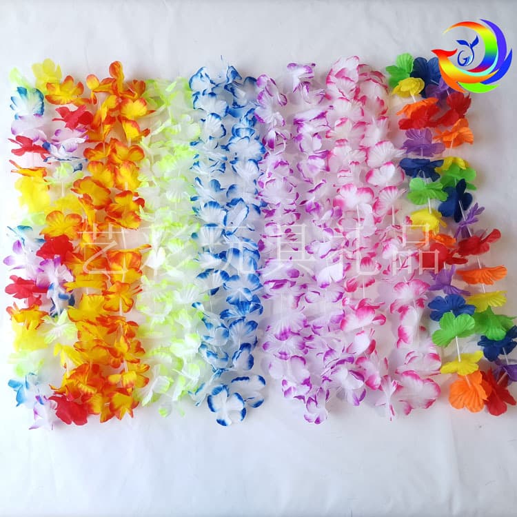 Manufacturer Wholesale Custom Handmade Polyester Wreaths, Multi-Colored Wreaths, Free Samples, Hawaiian Style Multi-Colored Wreaths