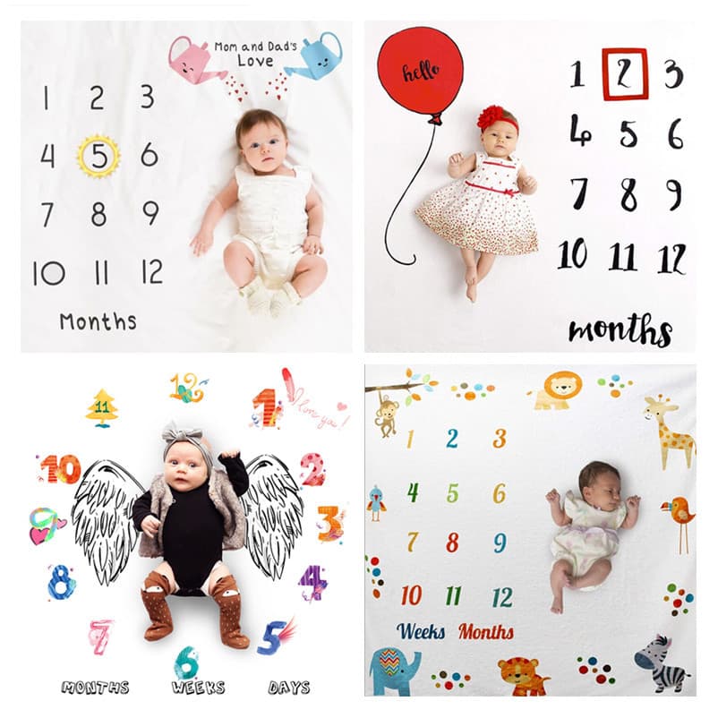 Creative Baby Milestone Photography Background Cloth Digital Baby Photo Shooting Blanket Background Cloth Photography Props