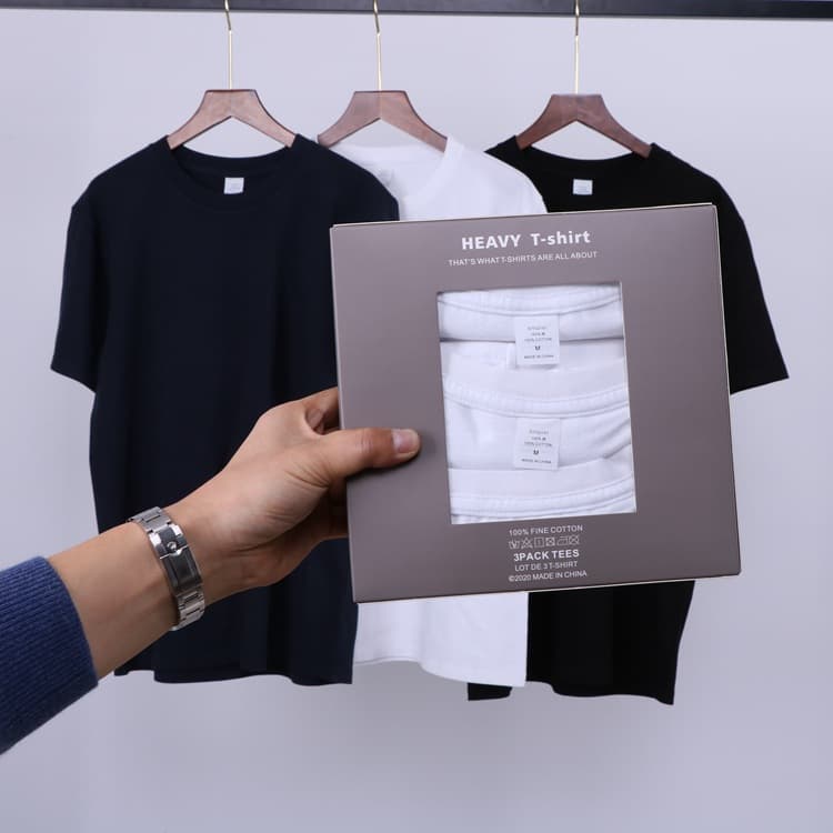 Pure Color Seamless Cotton T-Shirt Box Set for Men And Women Casual Knitted Short Sleeve Round Neck Top in White And Solid Colors