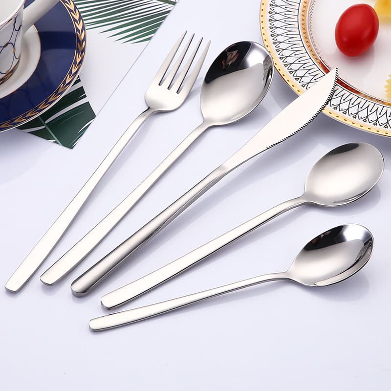 304 Korean style fork and spoon stainless steel solid spoon long handle spoon Western food fork and spoon (manufacturer wholesale)
