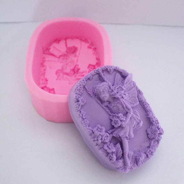 S016 Flower Fairy on Swing Soap Mold Soap Making Mold Silicone Mold Soap Mould