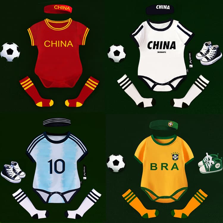 Baby Summer Football Bodysuit, New Style Infant Triangle Romper for Boys, Trendy Baby Onesie