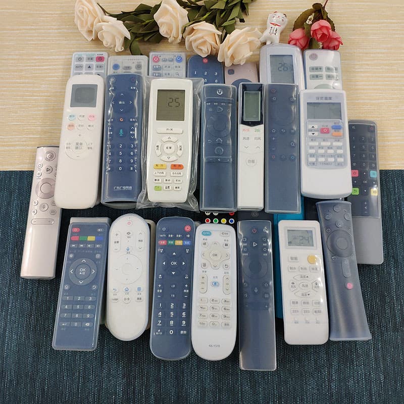 Transparent Silicone Remote Control Cover for Air Conditioner TV Set-Top Box with Heat Shrink Film Dust Cover Anti-Drop