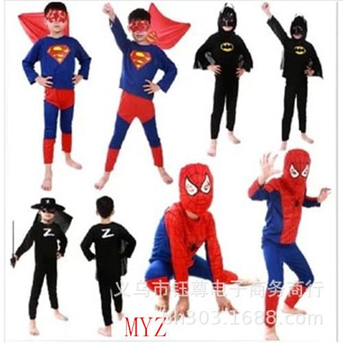 Halloween Kids Costumes Kids Superman Costume Spider-Man Performance Costume Zorro Costume Batman Costume