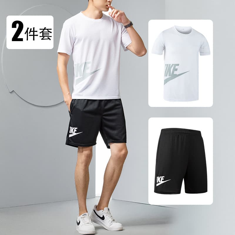 Summer Men's Short Sleeve Set Running Fitness Quick-Dry Suit Casual Sports Set Men's Shorts Ice Silk Quick-Dry Sweat-Wicking
