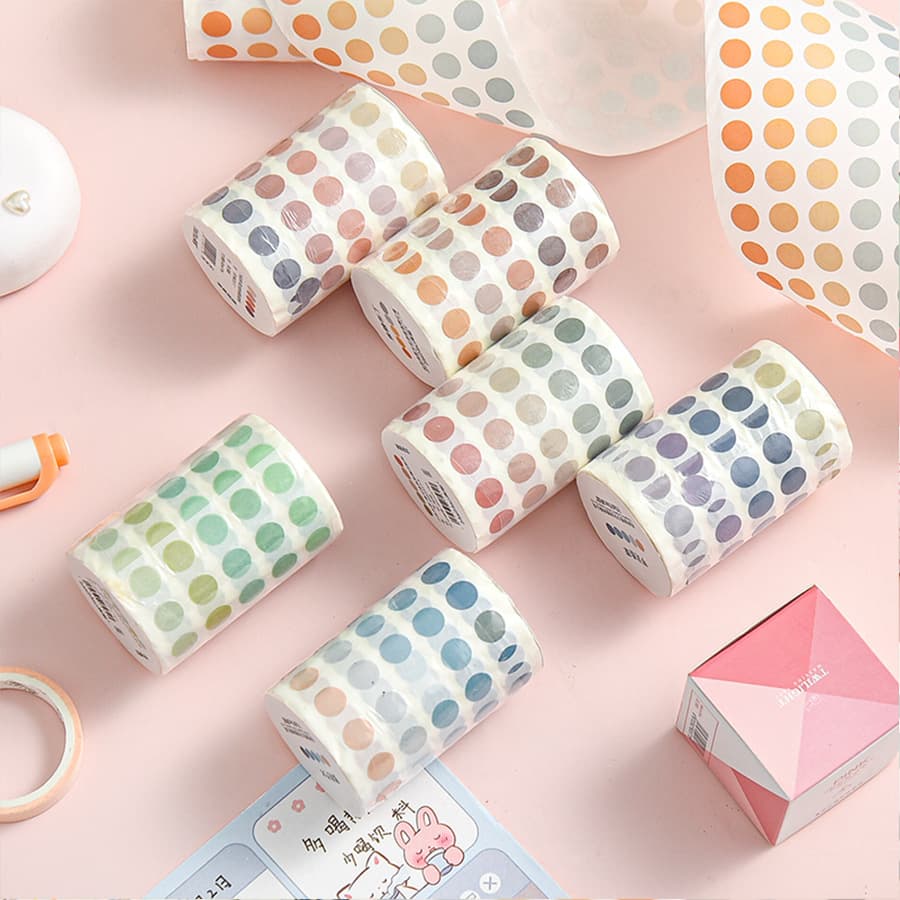 Salt-style Morandi Color Scheme Basic Journal Colored Polka Dot Sticker Tape Ins-style Scrapbooking Washi Stickers